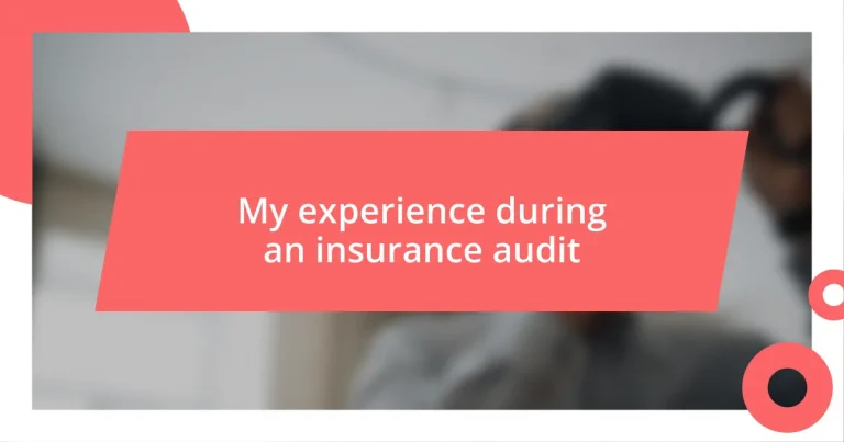 My experience during an insurance audit